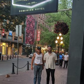 Lenny and Pete outside the Lamplighter