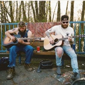 Blue Bridge.Port Coquitlam - 2020 2020 Lenny and Pete busking at the Blue Bridge in Port Coquitlam