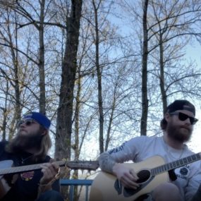 Blue Bridge.Port Coquitlam - 2021 2021 Lenny and Pete busking at the Blue Bridge in Port Coquitlam