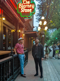 Lenny and Pete under the The Blarney Stone sign